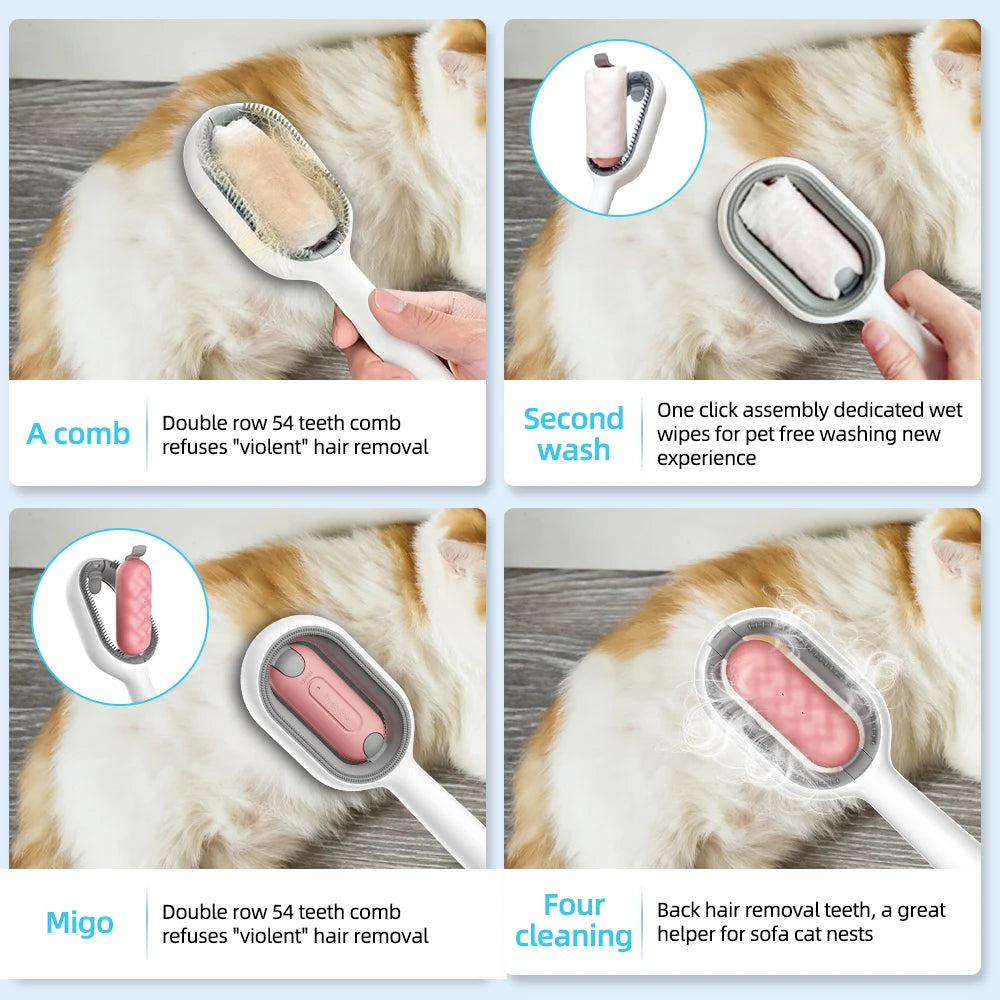 4 in 1 Pet Grooming Brush with Water Tank